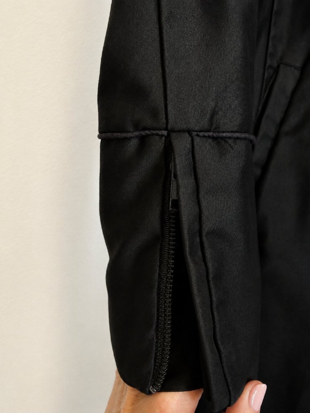 Nice Collective Black Belted Moto Trench Coat Cotton Medium - Picture 9 of 16